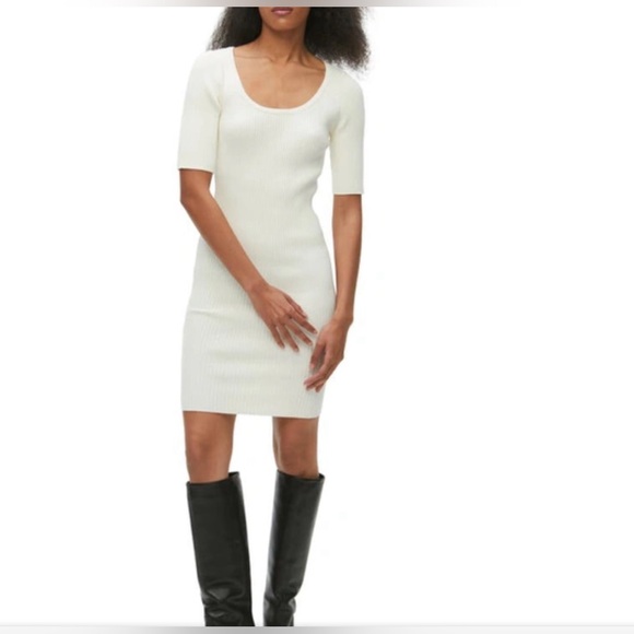 Michael Stars Mae Scoop Neck Sweaterdress NWOT Chalk / Cream/ Ivory - Picture 3 of 9